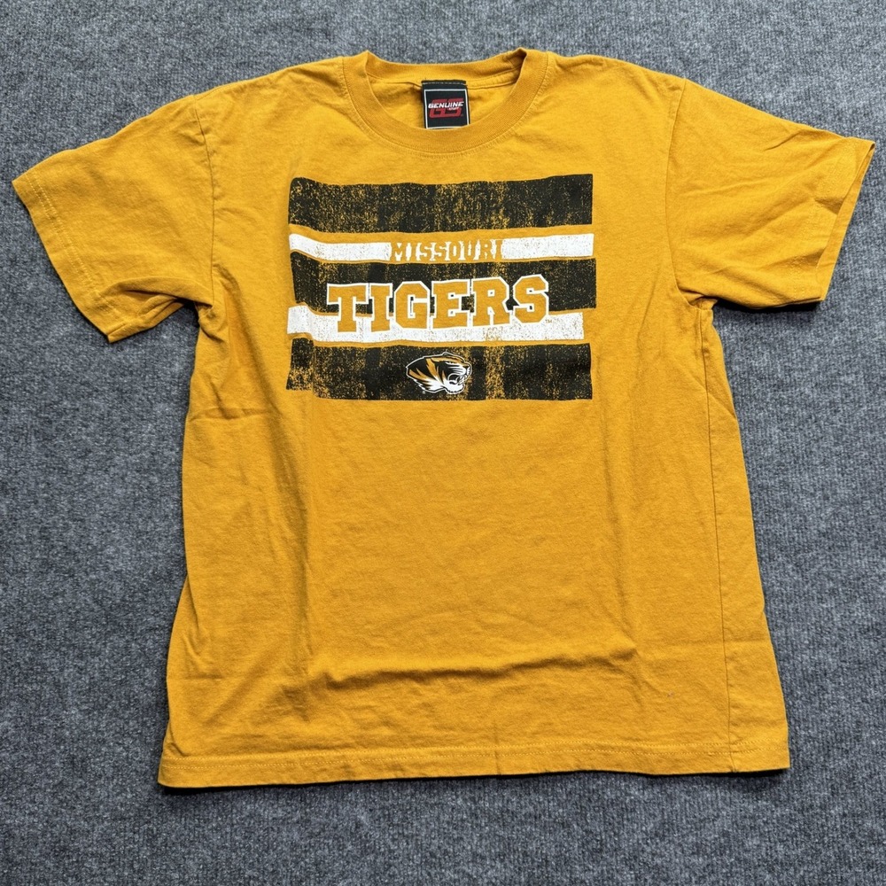 Missouri Tigers Genuine Stuff T Shirt Kids L 14/16 Gold NCAA Retro Streetwear